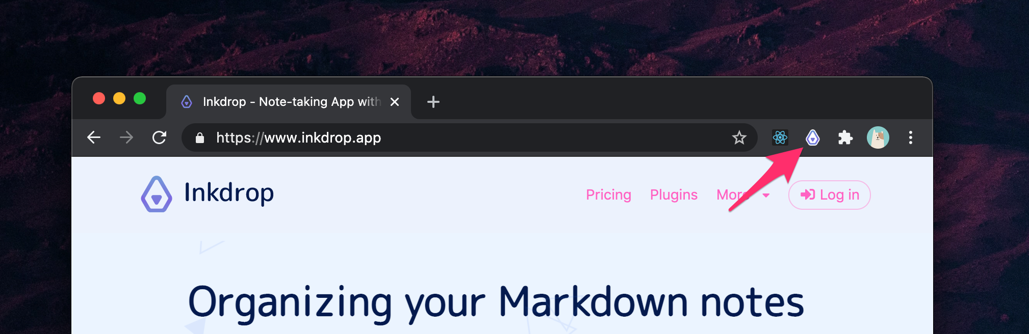 Inkdrop extension toolbar button